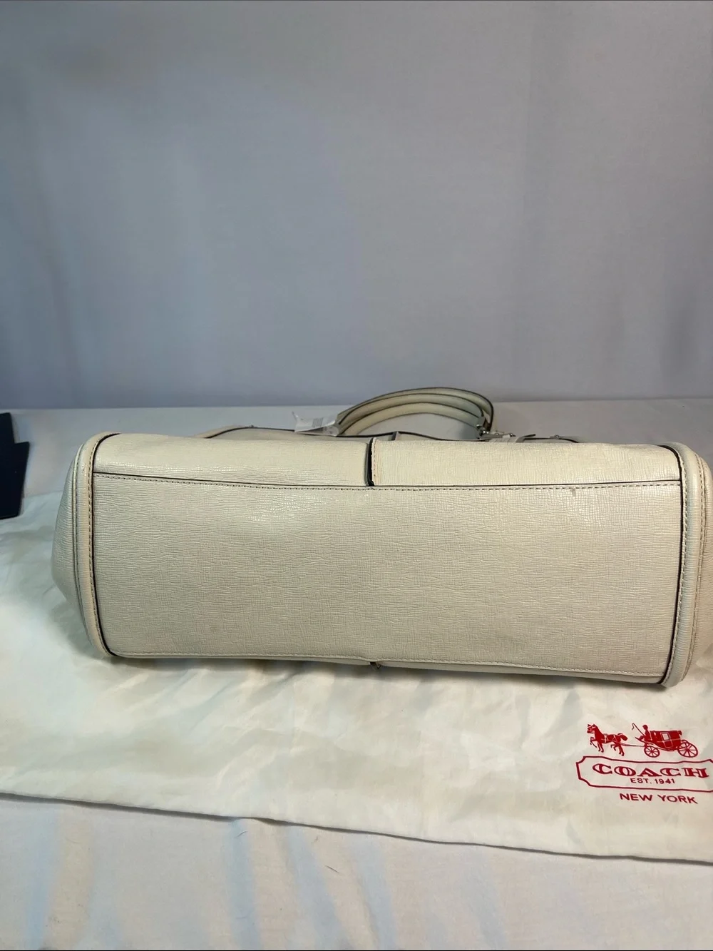 Coach A1482-25245 Madison Textured Leather Carryall Parchment NWT Authenticated